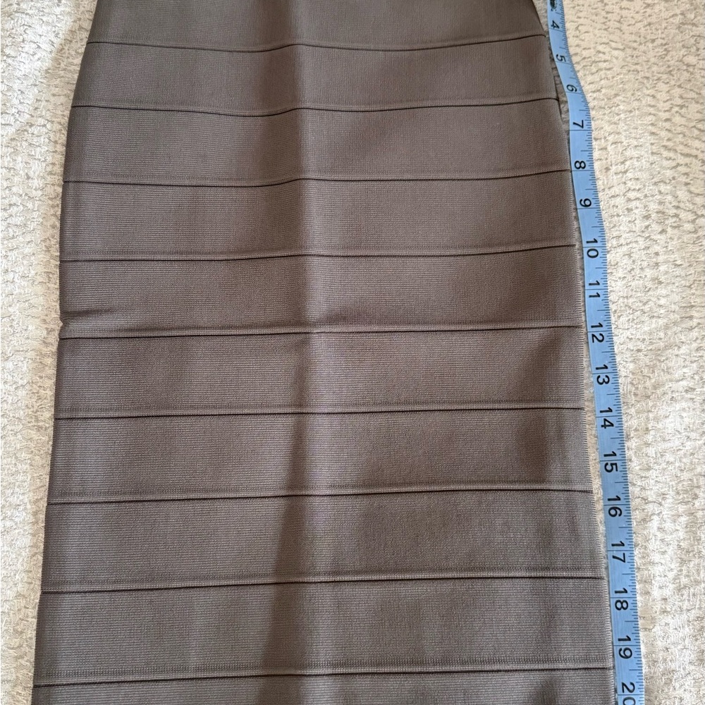 BCBGMaxAzria Dark Brown Horizontal Bandage Midi Skirt - Picture 3 of 4